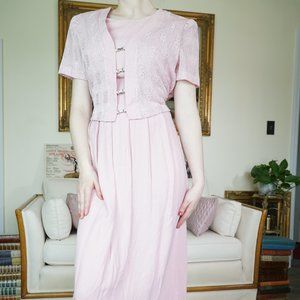 Vintage 90s Pink Peri Petites Midi Dress